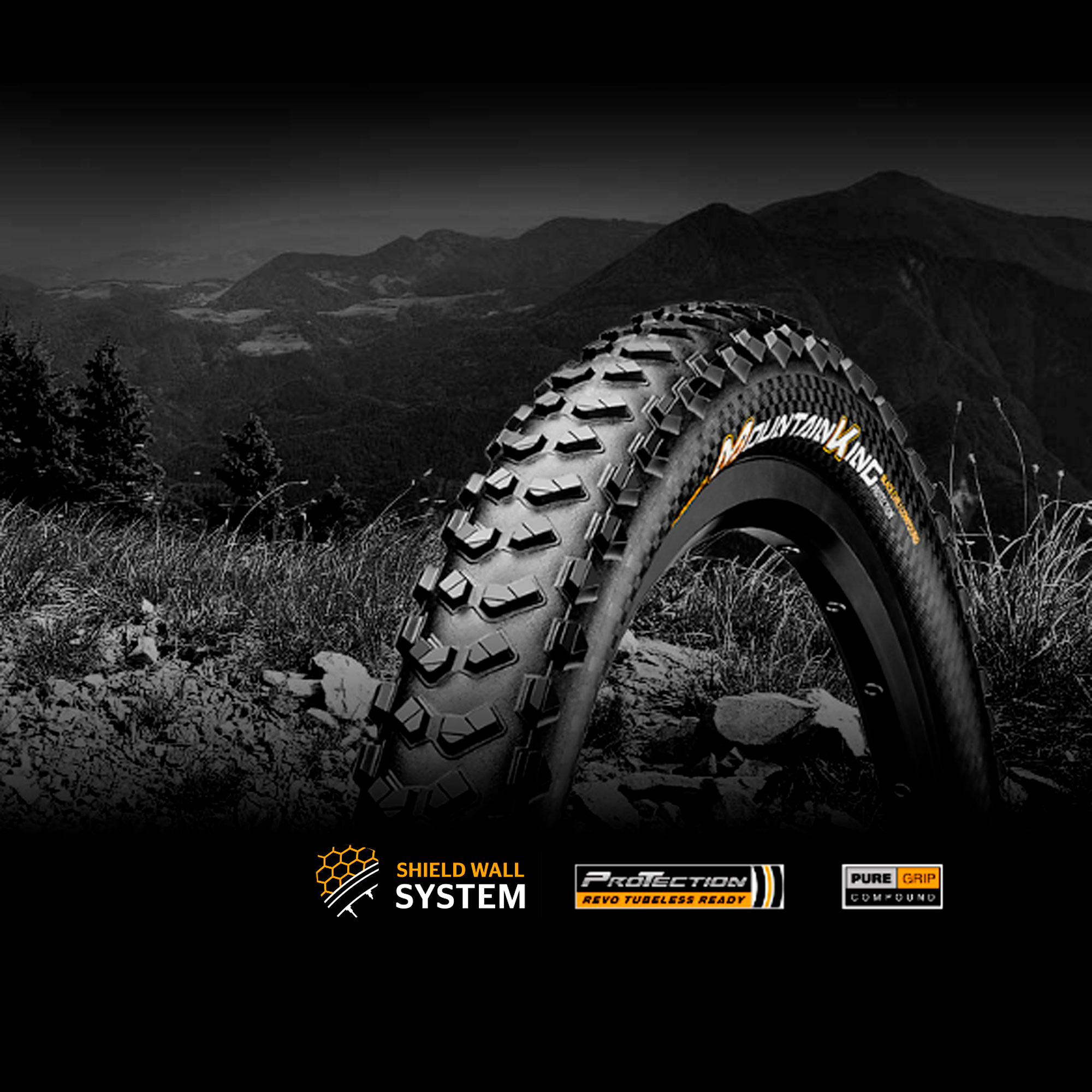 Покришка Continental Mountain King 2.3, 29 " x2.30, 58-622, Foldable, PureGrip, ShieldWall System, 845гр., чорний