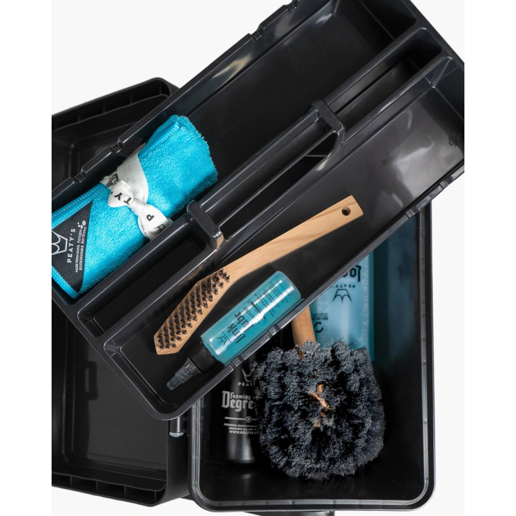 Набір для мийки Peaty's Cleaning Kit, шампунь 1L / дегризер 500ml / щітка 2шт / рушник мікрофібра / мастило ланцюга 120ml, All-Weather