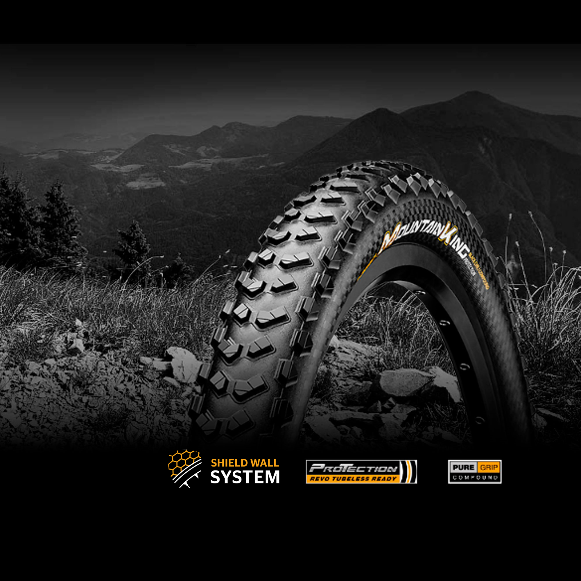 Покришка безкамерна Continental Mountain King, 27.5 " x2.30, 58-584, чорна, складна, PureGrip, ShieldWall System, 795гр.