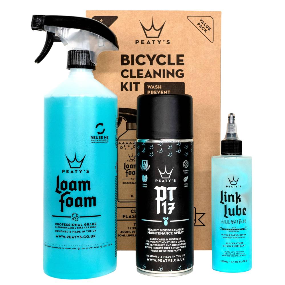 Набір для мийки Peaty's Cleaning Gift Pack, шампунь 1L / Спрей PT17 400ml / мастило ланцюга 120ml, All-Weather